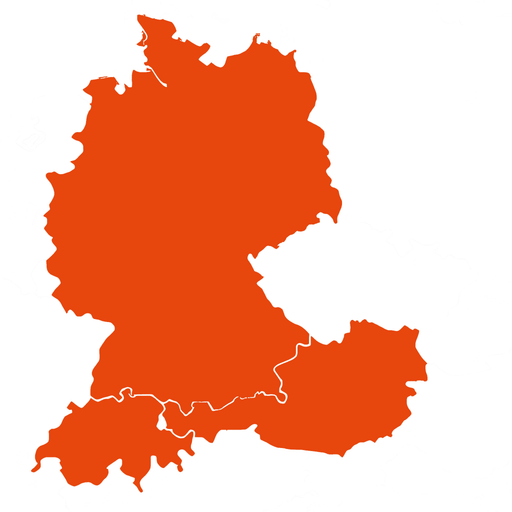 Karte von Österreich, Deutschland und Schweiz